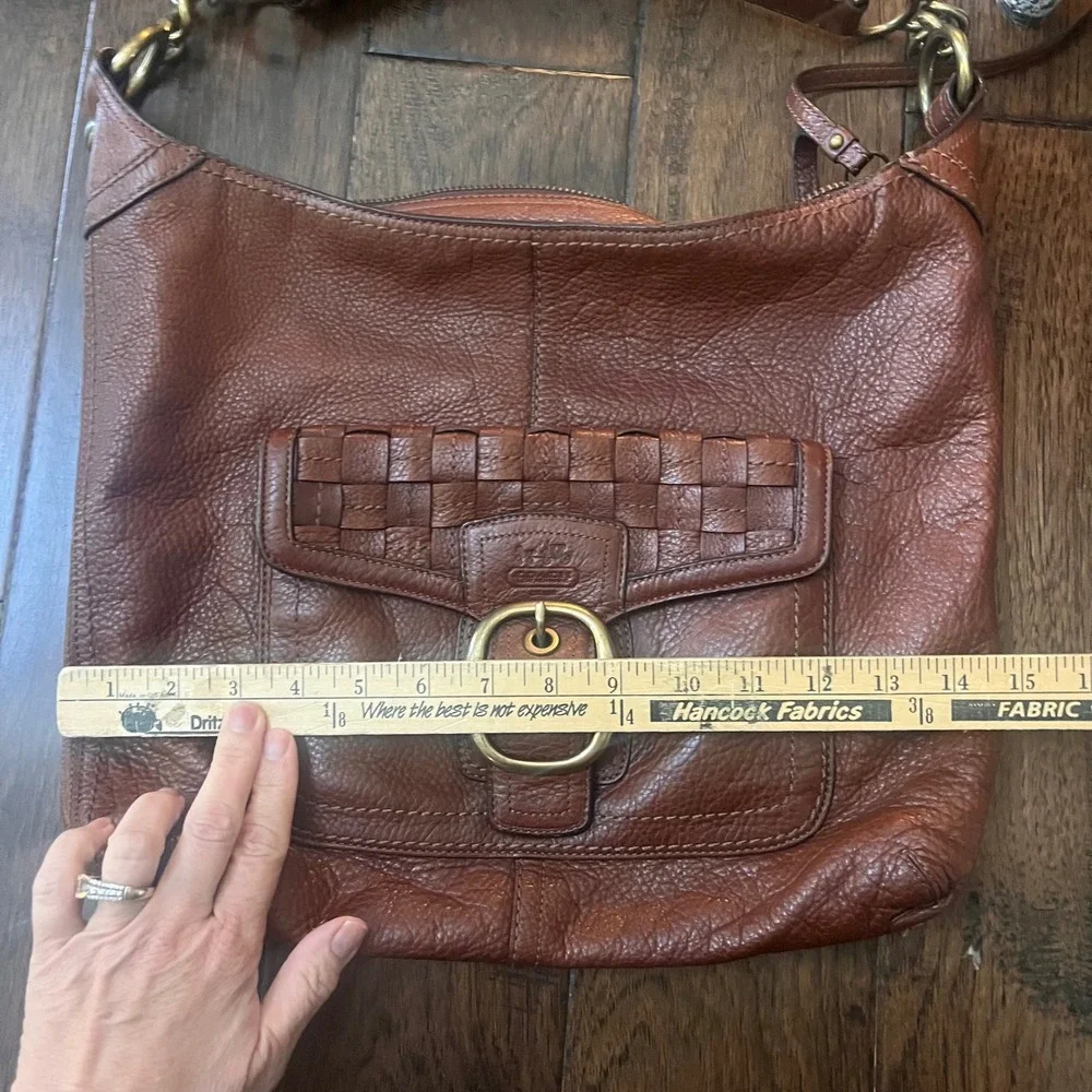 VTG Coach Bleecker hobo Brown Pebbled Leather Woven Shoulder Bag 12378
